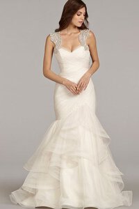 Abito da Sposa con Increspato con Seghettato Sirena con Perline Bassa