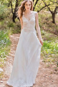 Abito da Sposa Senza Maniche con Perline A-Line in Chiffon Cappellino