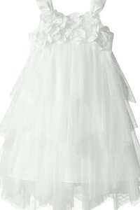 Abito da Cerimonia Bambini Senza Maniche A-Line con Fiocco in Tulle con Fiore