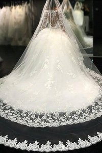 Abito da sposa abbagliante ball gown con applique con perline con maniche lunghe a sala
