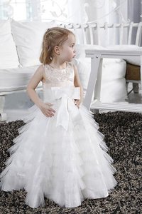 Abito da Cerimonia Bambini con Fiore Lunghi in Tulle Principessa Cerniera