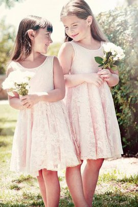 Abito da cerimonia bambini tondo principessa affascinante in pizzo senza maniche naturale