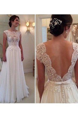 Abito da Sposa in Chiffon A-Line Senza Maniche A Terra con Applique