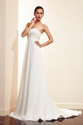 Abito da Sposa Alta Vita Semplice con Piega con Perline Lunghi