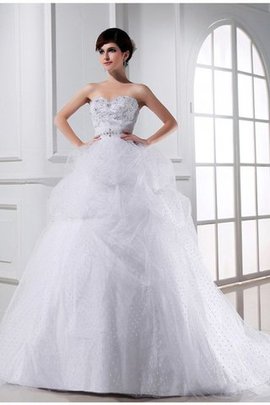 Abito da Sposa con Perline Allacciato Alta Vita Cuore con Applique