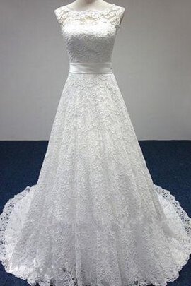 Abito da Sposa Naturale Allacciato Retro A-Line Senza Maniche