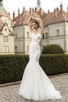 Abito da Sposa con Applique Seducente Spazzola Treno Cuore Naturale