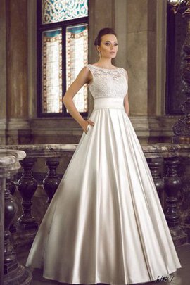 Abito da Sposa in Pizzo Senza Maniche A-Line Lusso con Piega