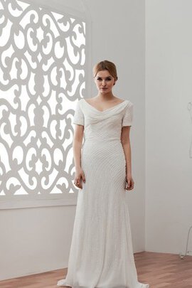 Abito mamma sposa Spazzola Treno V-Scollo Tubino con Perline