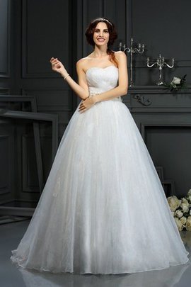 Abito da Sposa con Applique Coda A Strascico Corto Lunghi Cerniera Principessa