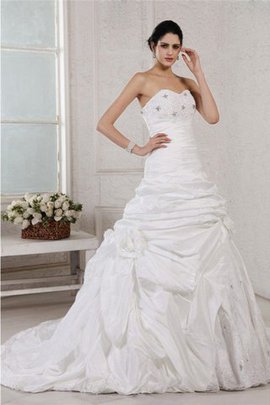 Abito da Sposa con Applique con Perline Coda A Strascico Corto Alta Vita Cuore