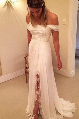 Abito da Sposa in Chiffon Senza Maniche A-Line Fuori dalla spalla Naturale