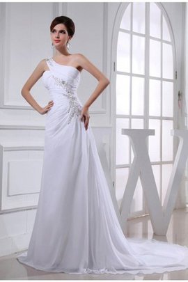 Abito da Sposa Monospalla Allacciato Principessa con Perline con Applique