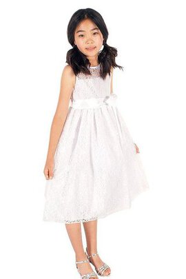 Abito da Cerimonia Bambini Senza Maniche A-Line in Pizzo con Fiore