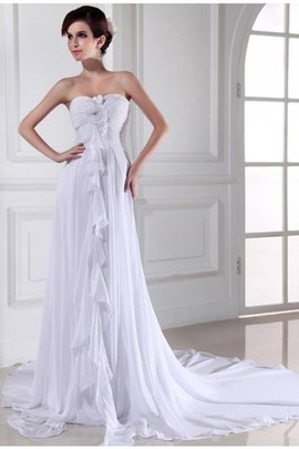 Abito da Sposa con Fiore Allacciato Senza Maniche Tubino in Chiffon