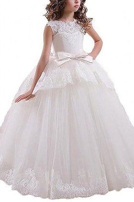 Abito da Cerimonia Bambini Senza Maniche con Nastro Tondo Ball Gown con Fiore