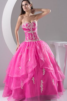 Abito Quinceanera con Applique con Increspato Cuore Radiosa con Piega