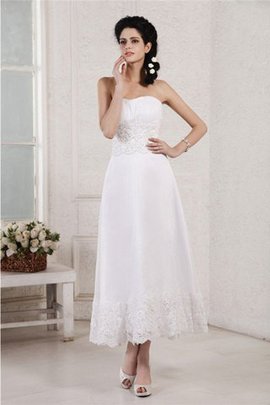 Abito da Sposa in Chiffon Senza Strap Cerniera con Piega con Applique