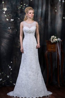 Abito da Sposa in Pizzo V-Scollo Tubino Senza Maniche Naturale