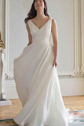 Abito da Sposa Elegante con Increspato A-Line V-Scollo in Chiffon