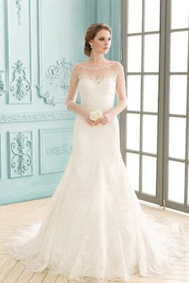 Abito da Sposa A Terra in Tulle Coda A Strascico Corto con Applique Cerniera