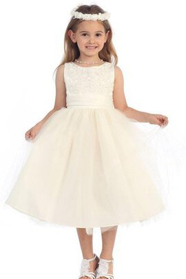 Abito da Cerimonia Bambini Tondo Cerniera con Perline in Tulle con Applique