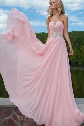 Abito Da Ballo con Perline Spazzola Treno Lungo A-Line in Chiffon
