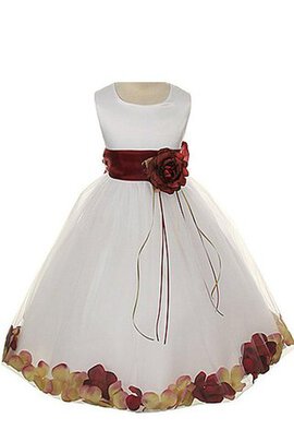 Abito da Cerimonia Bambini Alta Vita con Fiocco Senza Maniche Ball Gown Alla Caviglia