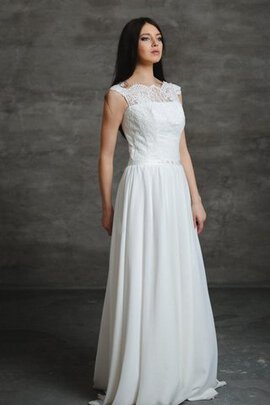 Abito da Sposa A-Line Lunghi Senza Maniche con Perline con Manica Corte