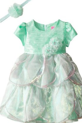 Abito da Cerimonia Bambini A-Line in Organza con Seghettato Sotto Ginocchio Cerniera