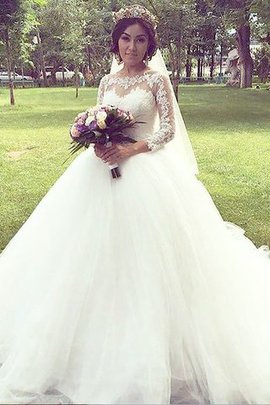 Abito da Sposa in Tulle Radiosa Naturale Coda A Strascico Corto Largo