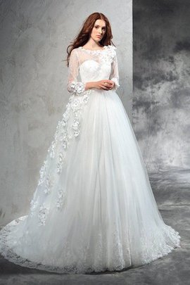 Abito da Sposa Lunghi Cerniera Ball Gown Naturale con Fiore