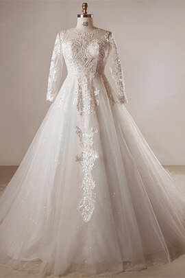 Abito da sposa in tulle con applique lusso in raso distintivo oversize