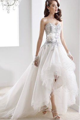 Abito da Sposa Lusso Profondo V-scollo Sogno con Seghettato con Applique