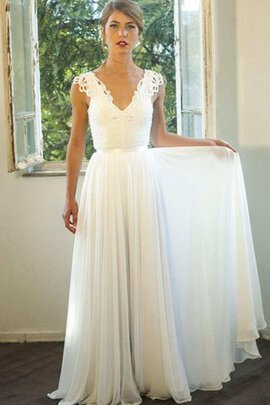 Abito da Sposa in Chiffon A Terra A-Line Semplice Senza Maniche