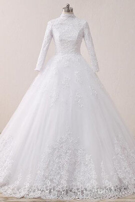 Abito da sposa formale e informale lupetto in raso distintivo in pizzo in tulle