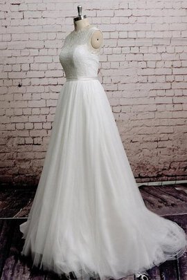Abito da Sposa in Pizzo Senza Maniche A-Line Lupetto in Tulle