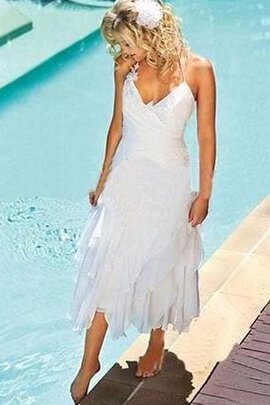 Abito da Sposa Cerniera Anello in Chiffon Sotto Ginocchio Formale E Informale