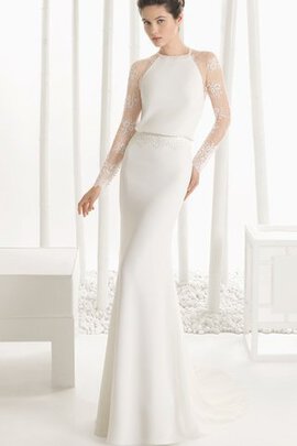 Abito da Sposa Shiena Sheer con Fiore Seducente A-Line Vintage