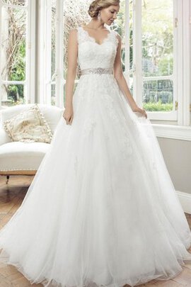 Abito da Sposa in Pizzo Senza Maniche con Fiocco Buco Della Serratura Schiena Lusso