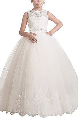 Abito da Cerimonia Bambini in Tulle con Fiore Ball Gown Tondo con Fusciacca