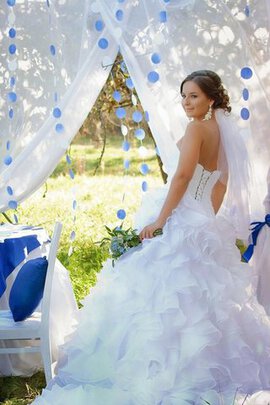 Abito da Sposa in Raso Schiena Nuda con Increspature Cappellino A Terra