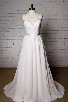 Abito da Sposa in Chiffon Tondo a Riva con Piega Coda A Strascico Corto