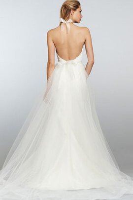 Abito da Sposa Schiena Nuda con Fusciacca Anello Semplice in Tulle