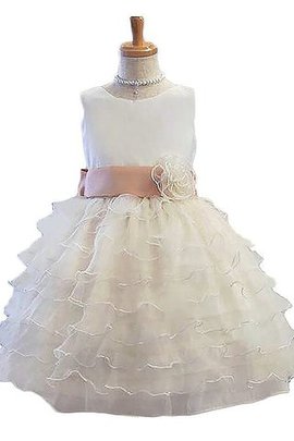 Abito da Cerimonia Bambini in Tulle Naturale con Fiore decorato A-Line