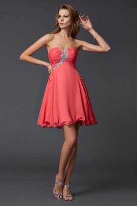 Abito Homecoming con Perline Senza Maniche in Chiffon Cerniera Cuore