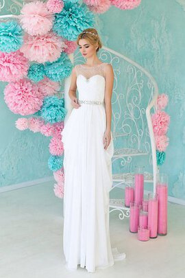 Abito da Sposa in Chiffon Tondo Senza Maniche Formale E Informale Naturale