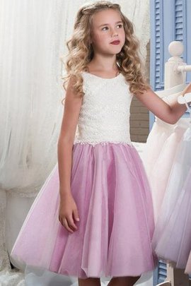 Abito da cerimonia bambini principessa in tulle cerniera scollegato con fiore in pizzo