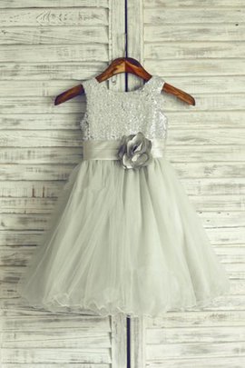 Abito da Cerimonia Bambini Principessa Naturale in Organza con Fiore Lunghi