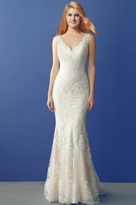 Abito da Sposa a Riva con Applique Senza Maniche Sensuale Tubino